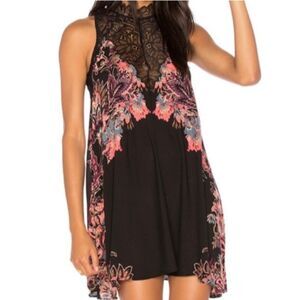 Free People Intimately Dress Womens XS‎ Swing Tunic Lace Floral Keyhole Boho